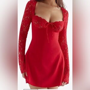 House of CB Red Lace Mini Dress